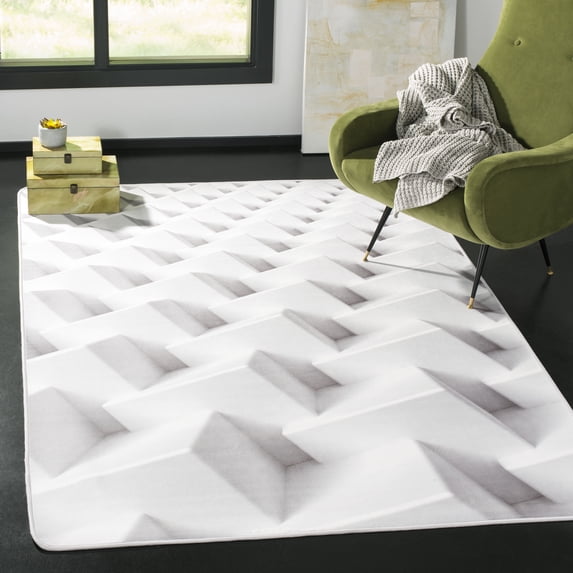 Safavieh Daytona Leo Graphic Print Polyester Machine Washable Area Rug, Ivory/Gray, 5'1" x 7'6"