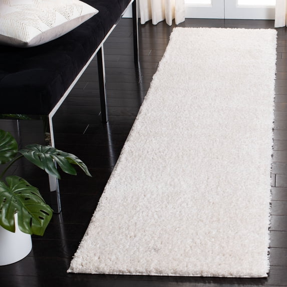 Safavieh Decora Shaggy Finola Solid Shag Runner Rug, Ivory, 2' x 12'