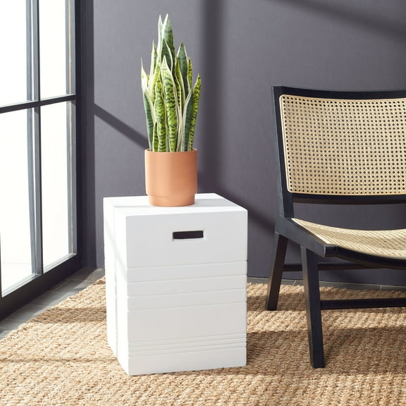 SAFAVIEH Deidara Outdoor Patio Concrete Accent Stool, Ivory