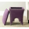 thumbnail image 1 of SAFAVIEH Deidra Modern Glam Storage Ottoman w/ Silver Nail Heads, Plum, 1 of 4
