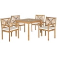 thumbnail image 1 of SAFAVIEH Del Mar Outdoor Contemporary 5 Piece Dining Set with Cushion, Natural/Beige, 1 of 6