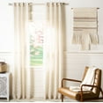 thumbnail image 1 of SAFAVIEH Delancey Grommet Curtain Window Panel, 52" x 96", Beige/White, 1 of 4
