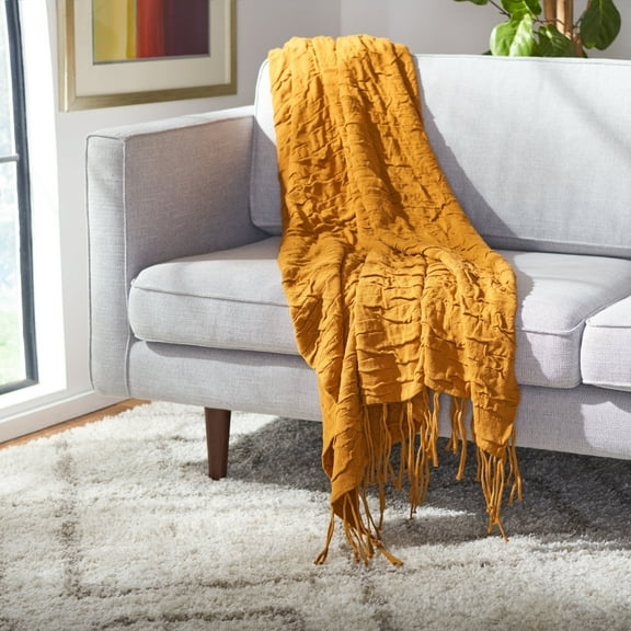SAFAVIEH Delena Throw Blanket Mustard