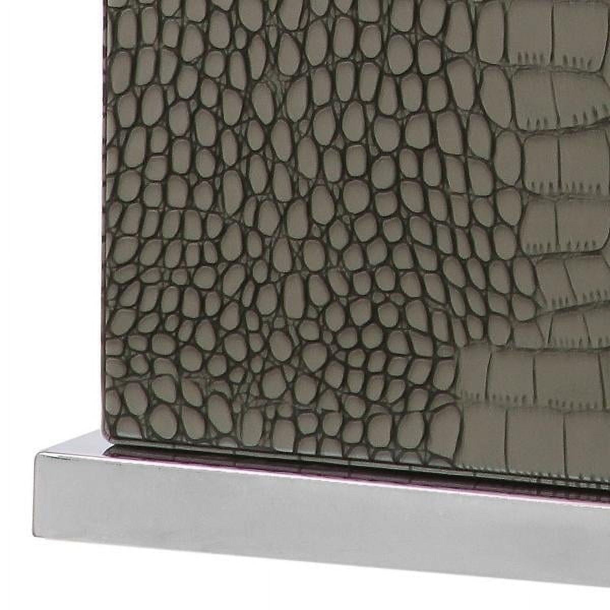 Delia 21-inch Gray Faux Alligator Table Lamp with Silver Finish