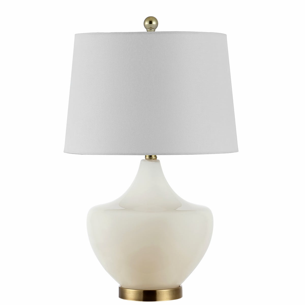 Demra Adjustable White Glass Genie-Style Table Lamp with Gold Base