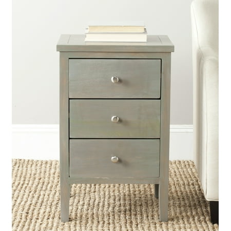 SAFAVIEH Deniz Classic End Table with 3 Storage Drawers, French Grey