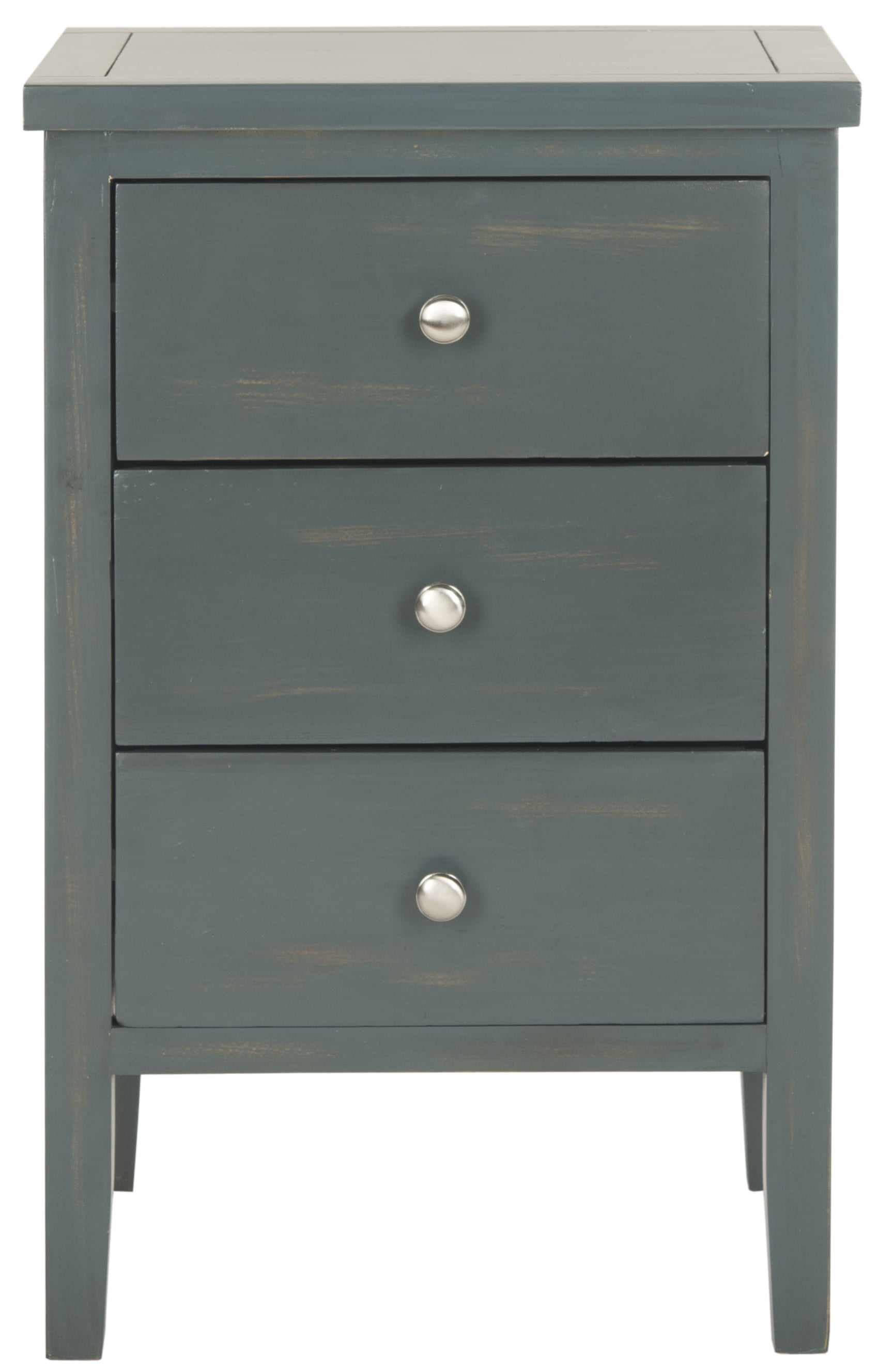 SAFAVIEH Deniz Classic End Table with 3 Storage Drawers, Steel Teal