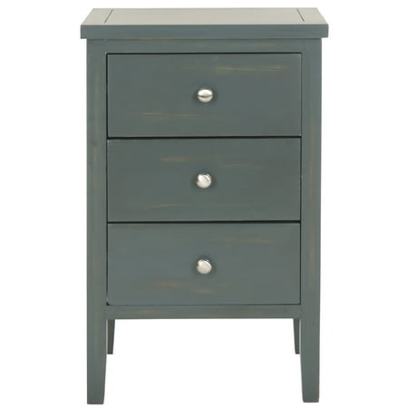 SAFAVIEH Deniz Classic End Table with 3 Storage Drawers, Steel Teal