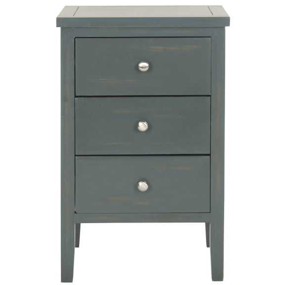 SAFAVIEH Deniz Classic End Table with 3 Storage Drawers, Steel Teal