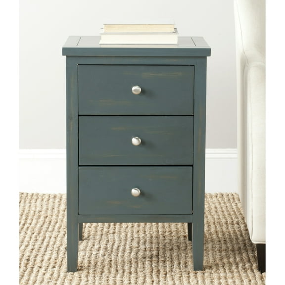 SAFAVIEH Deniz Nightstand With Storage Drawers Dark Teal