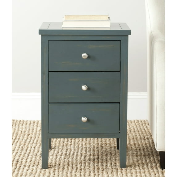 SAFAVIEH Deniz Nightstand With Storage Drawers Dark Teal