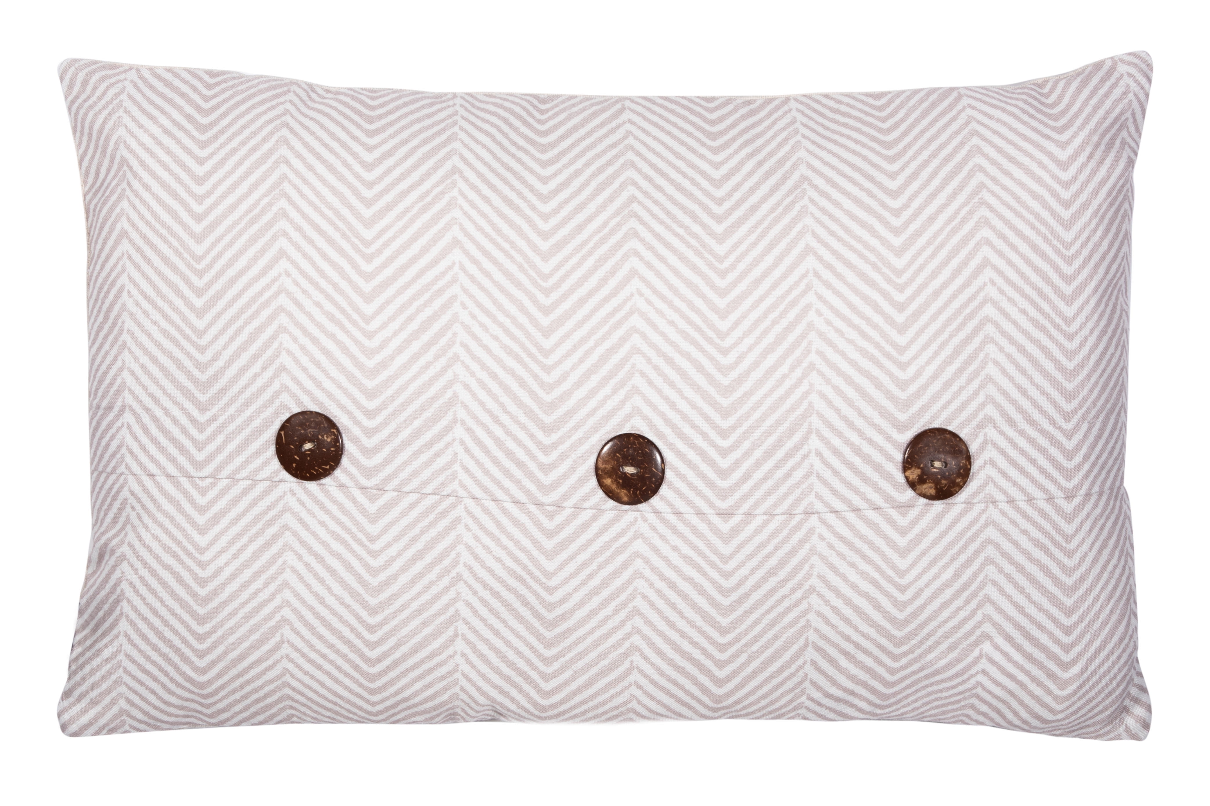 White Chevron Rectangular Pillow with Brown Button Accents