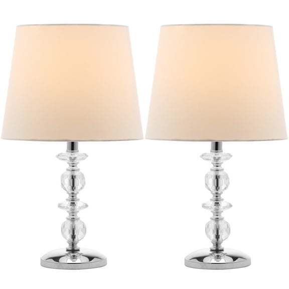 SAFAVIEH Derry 15 in. Crystal Table Lamp with Off-White Polyester Shade, Set of 2