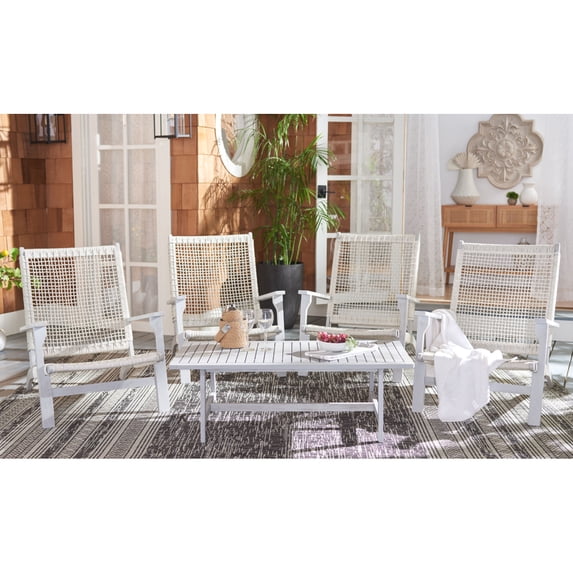 SAFAVIEH Deven Outdoor Patio 5 Piece Coffee Set, Grey