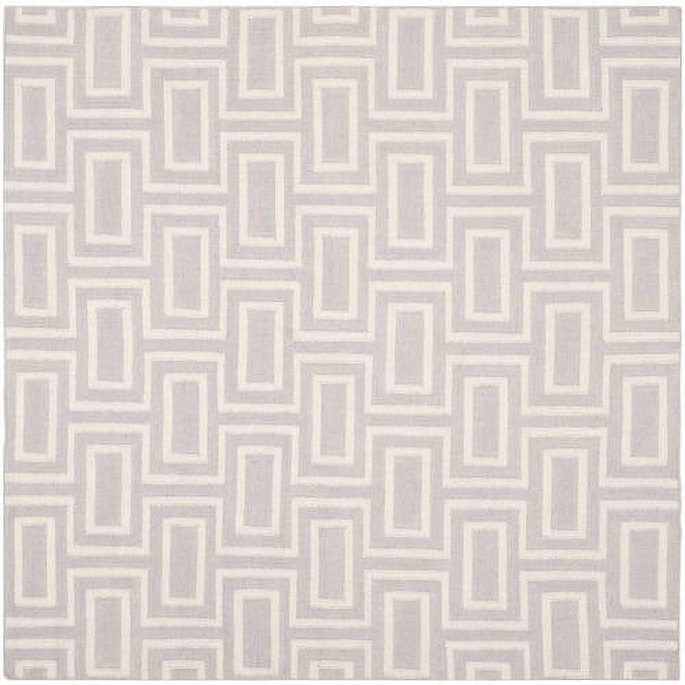 Handwoven Moroccan-Inspired Grey/Ivory Wool Square Rug, 6' x 6'