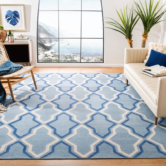 Safavieh Dhurries Alexis Geometric Area Rug, Light Blue/Dark Blue, 8' x 10'