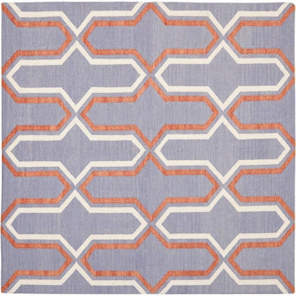 Purple and Multicolor Geometric Wool 4' x 6' Area Rug