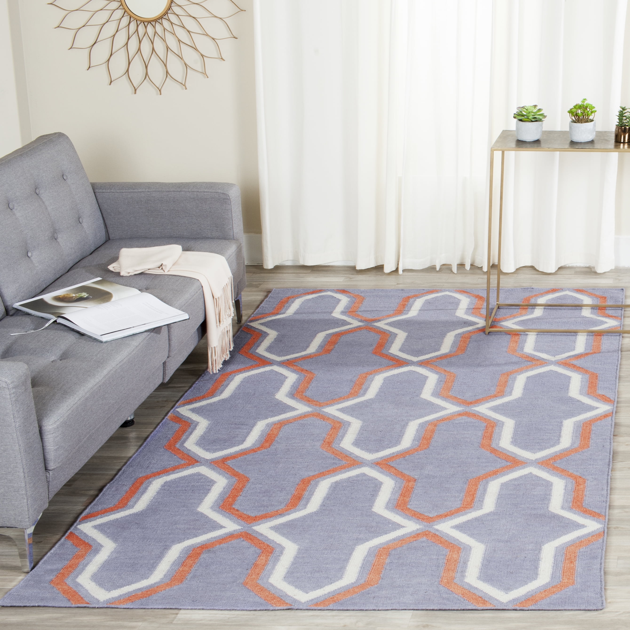 SAFAVIEH Dhurries Alexis Geometric Area Rug, Purple/Multi, 6' x 9'