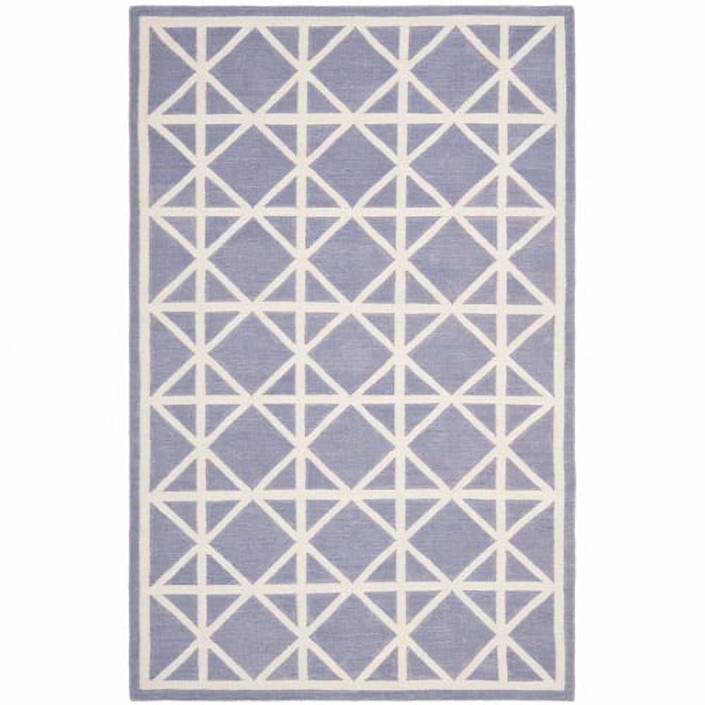 Handmade Purple and Ivory Geometric Wool Area Rug, 5' x 8'
