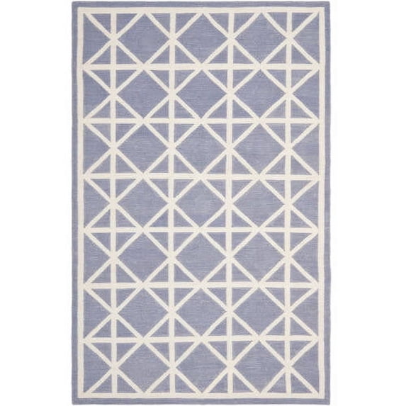 SAFAVIEH Dhurrie Anne Geometric Moroccan Wool Area Rug, Purple/Ivory, 8' x 10'