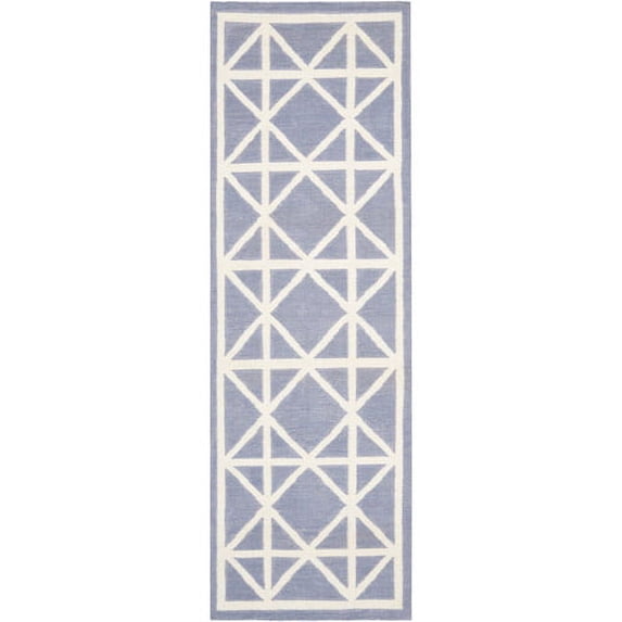 SAFAVIEH Dhurrie Anne Geometric Moroccan Wool Runner Rug, Purple/Ivory, 2'6" x 6'