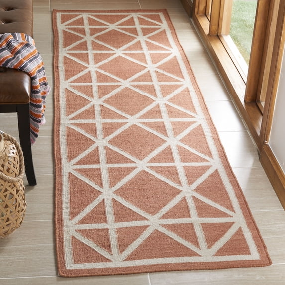 Safavieh Dhurries Anne Geometric Runner Rug, Red/Ivory, 2'6" x 12'
