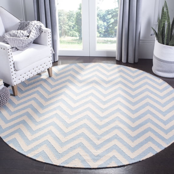 Safavieh Dhurries Bentley Geometric Area Rug, Blue/Ivory, 6' x 6' Round