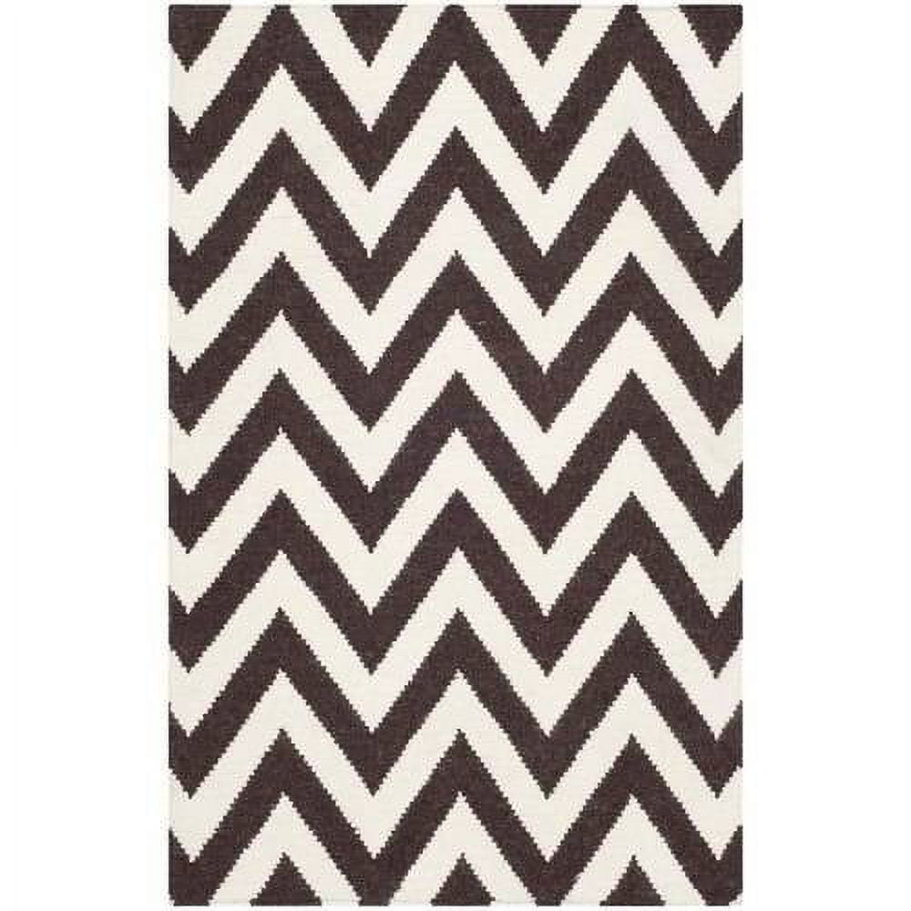 Brown and Ivory Geometric Wool 9' x 12' Area Rug