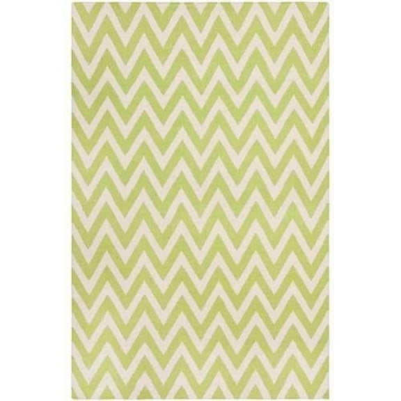 SAFAVIEH Dhurrie Bentley Chevron Zigzag Wool Area Rug, Green/Ivory, 2'6" x 4'