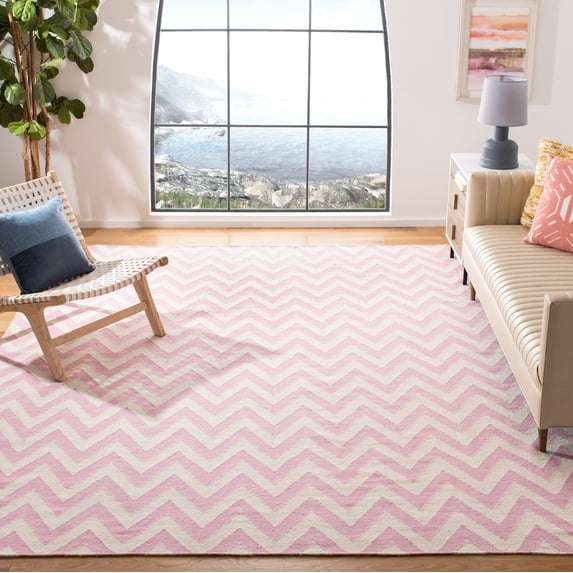 Safavieh Dhurries Bentley Geometric Area Rug, Pink/Ivory, 8' x 8' Square