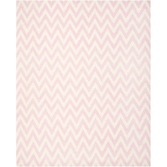 SAFAVIEH Dhurrie Bentley Chevron Zigzag Wool Area Rug, Pink/Ivory, 9' x 12'