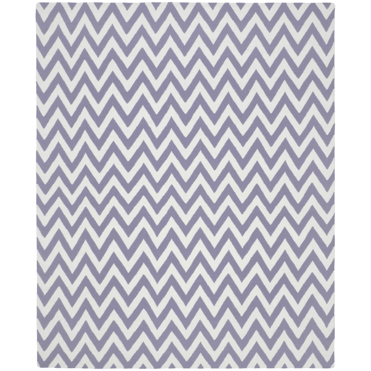 Purple and Ivory Geometric Wool Flat Woven 4' x 6' Rug