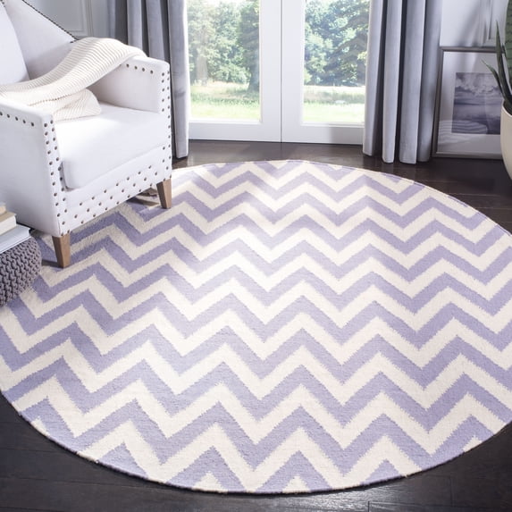 Safavieh Dhurries Bentley Geometric Area Rug, Purple/Ivory, 6' x 6' Round