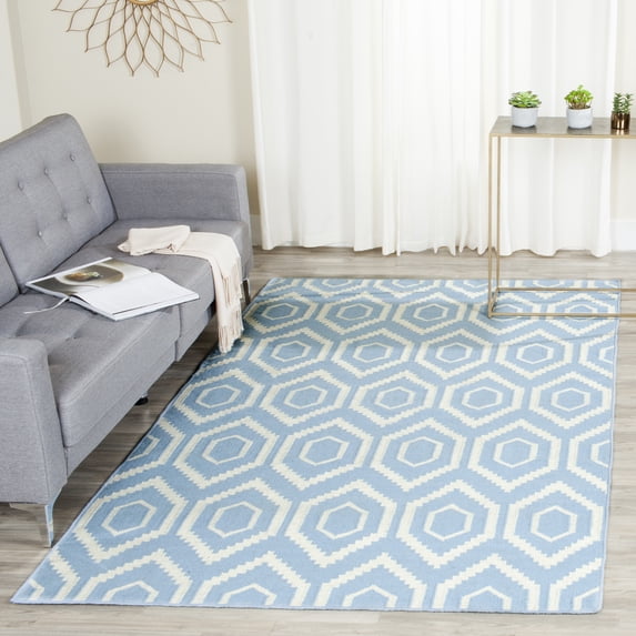 Safavieh Dhurries Bianca Geometric Area Rug, Blue/Ivory, 6' x 9'