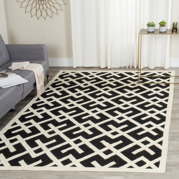 Safavieh Dhurries Brianna Geometric Area Rug, Black/Ivory, 10' x 14'