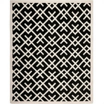 SAFAVIEH Dhurrie Brianna Geometric Moroccan Wool Area Rug, Black/Ivory, 5' x 8'