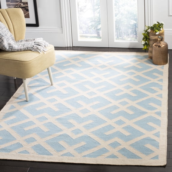 Safavieh Dhurries Brianna Geometric Area Rug, Light Blue/Ivory, 3' x 5'