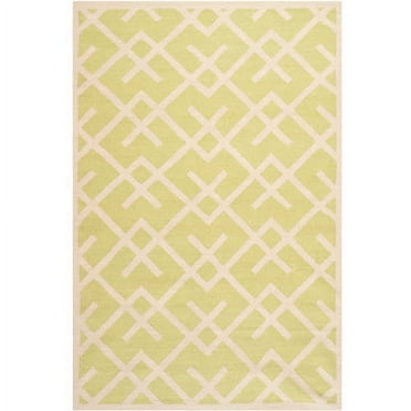 SAFAVIEH Dhurrie Brianna Geometric Moroccan Wool Area Rug, Light Green/Ivory, 3' x 5'