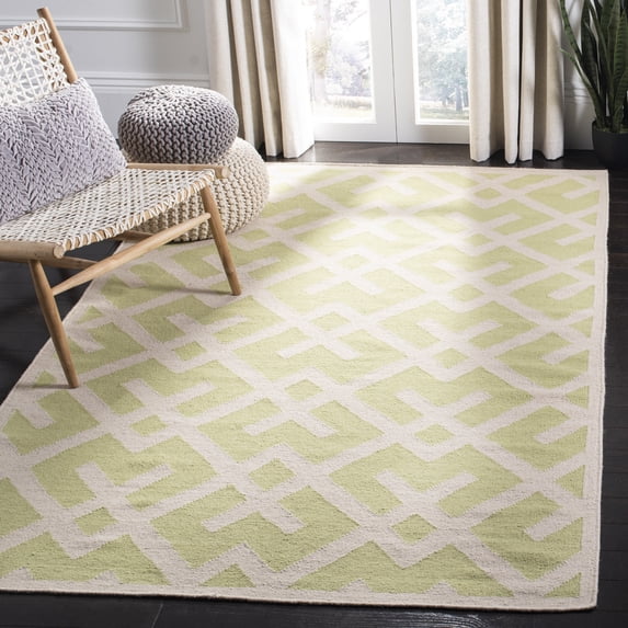 Safavieh Dhurries Brianna Geometric Area Rug, Light Green/Ivory, 6' x 9'