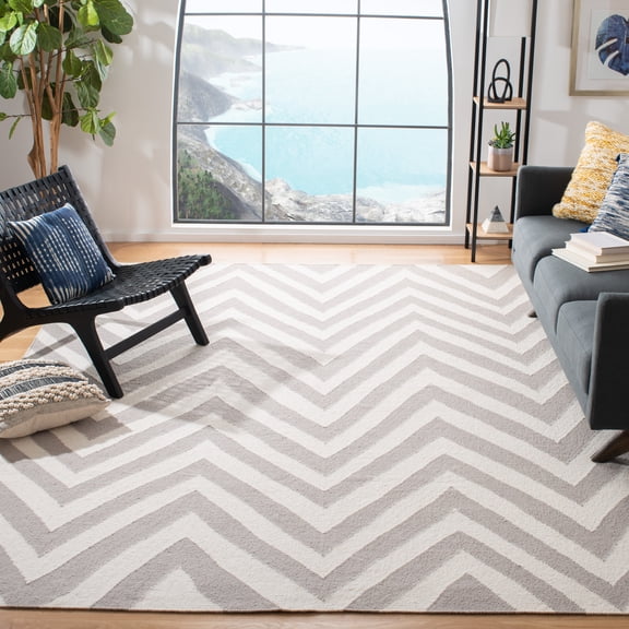 Safavieh Dhurries Deborah Geometric Area Rug, Gray/Ivory, 9' x 12'