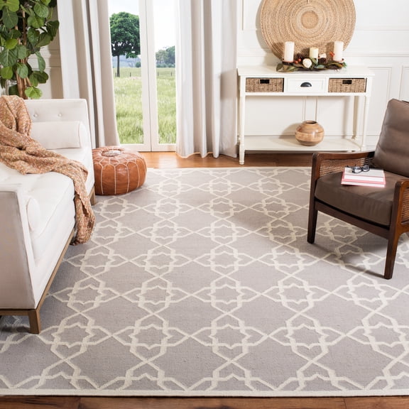 Safavieh Dhurries Edgar Geometric Area Rug, Gray/Ivory, 10' x 14'