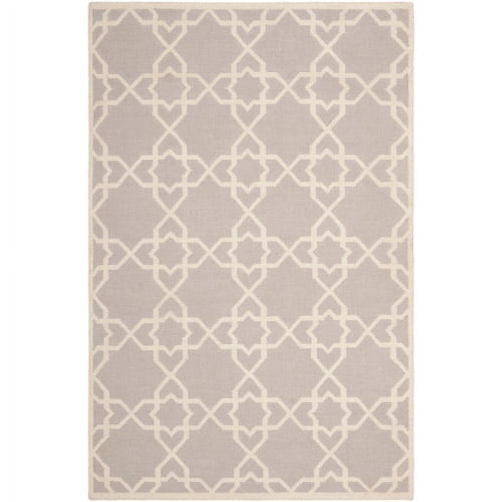 Grey and Ivory Geometric Wool 3' x 5' Area Rug
