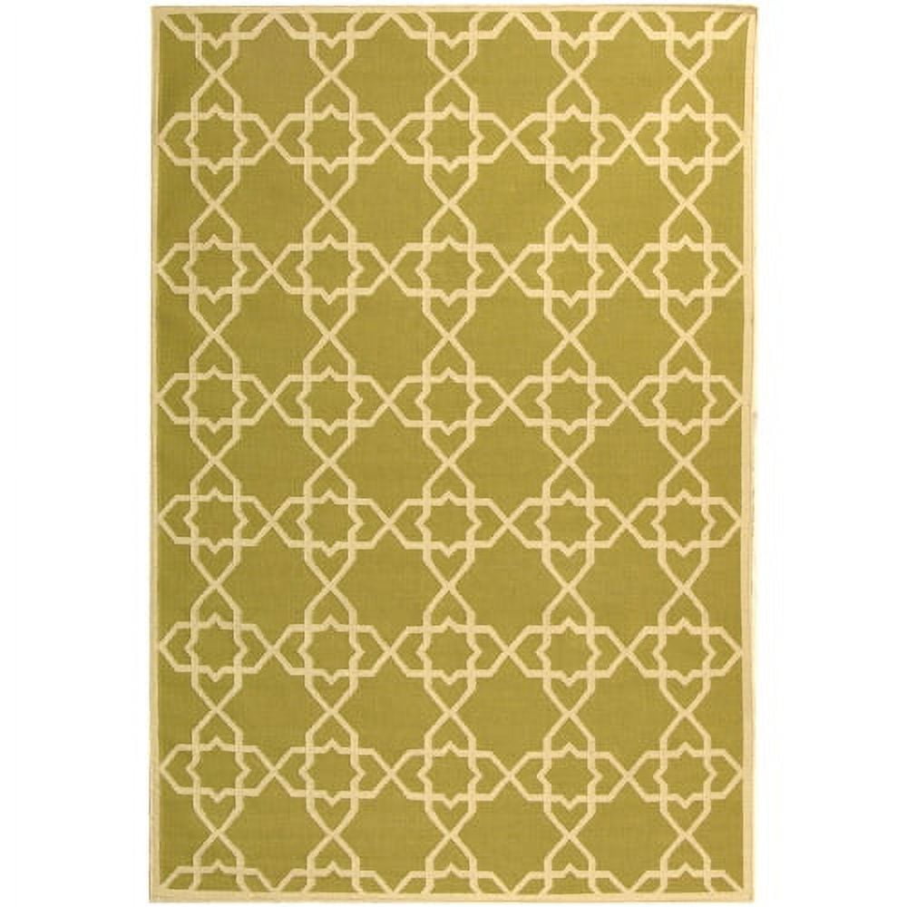 Olive and Ivory Geometric Wool Flat Woven Area Rug, 3' x 5'