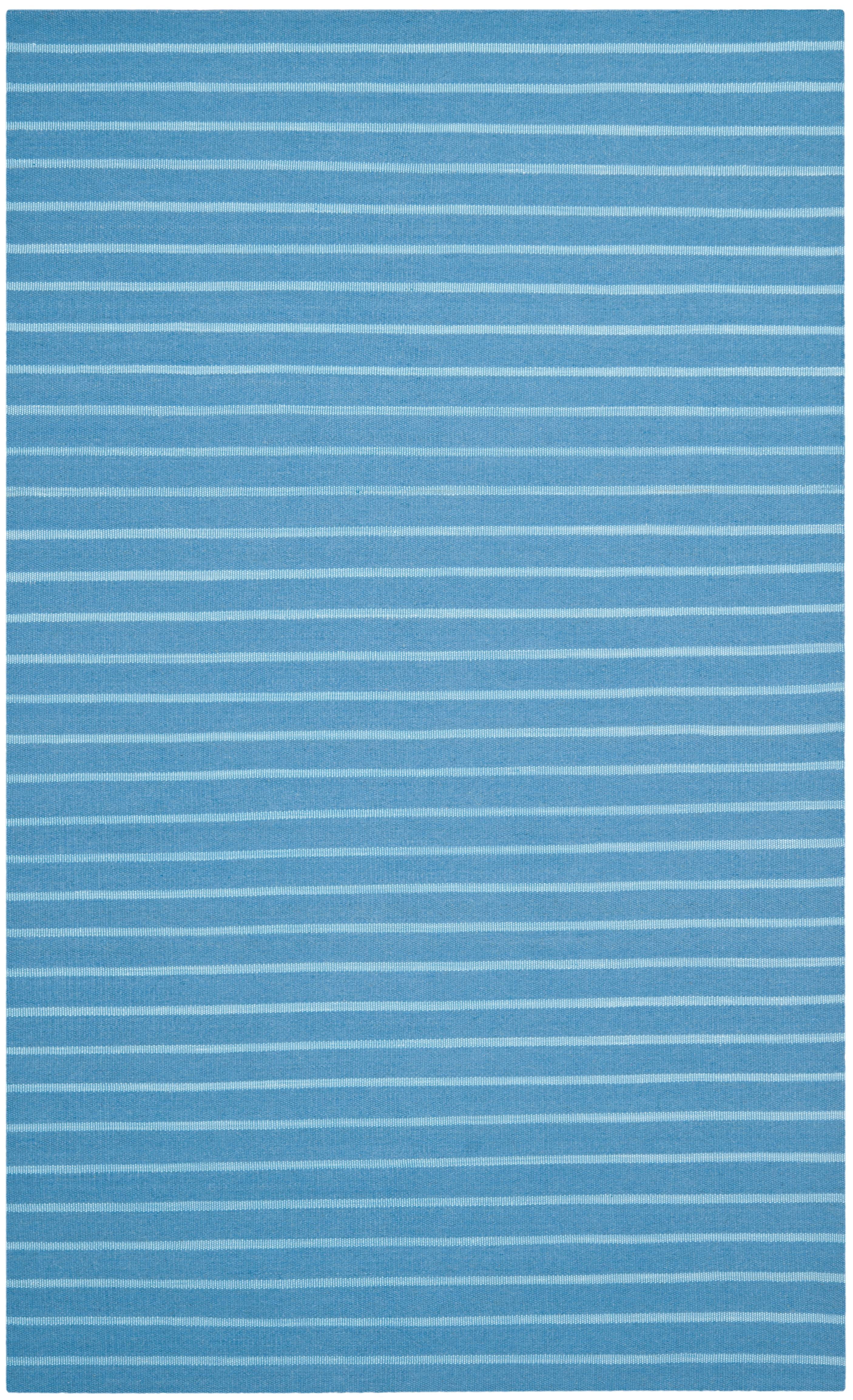 Blue Geometric Handwoven Wool Flatweave Area Rug 4' x 6'