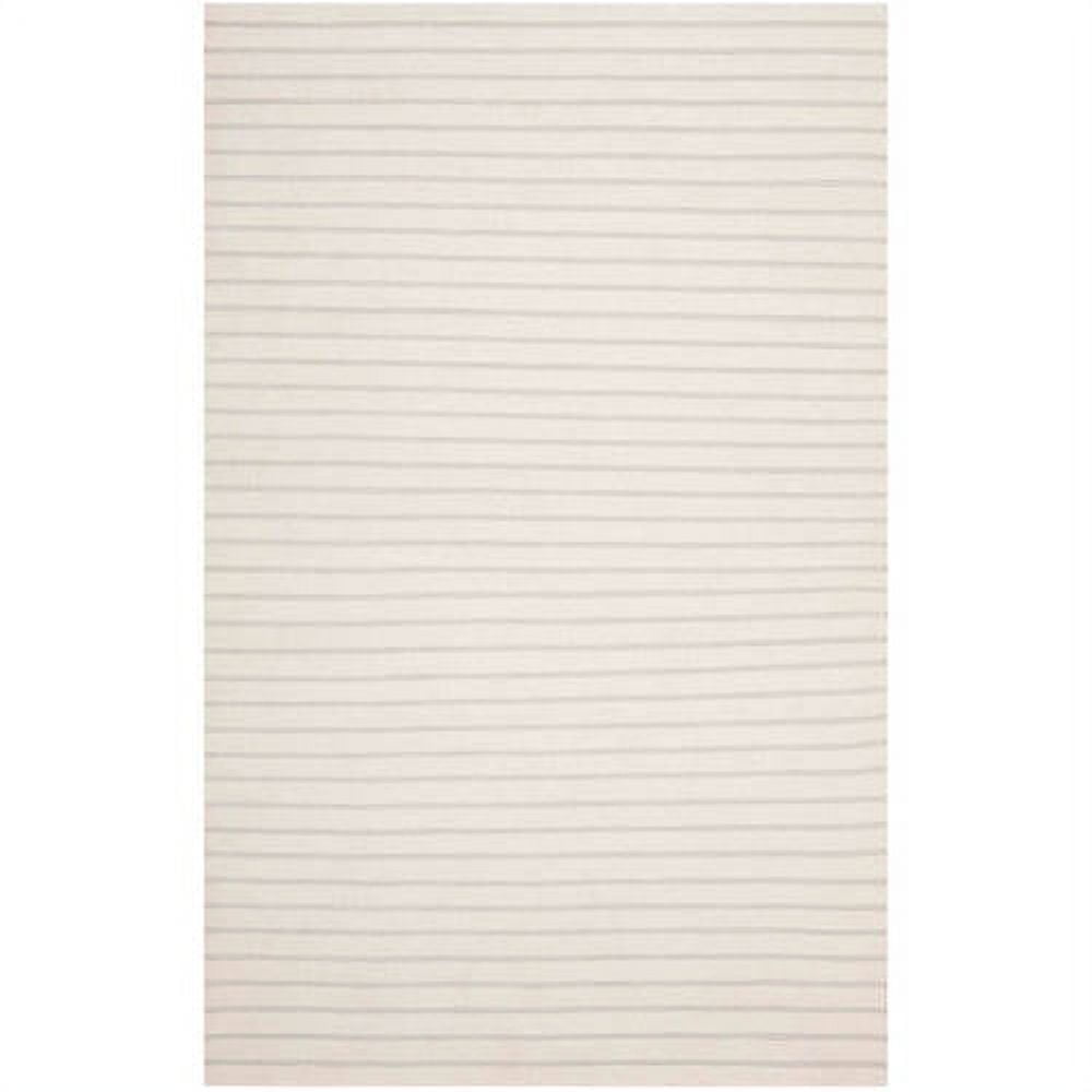 White Geometric Handmade Wool Flat Woven Area Rug, 6' x 9'