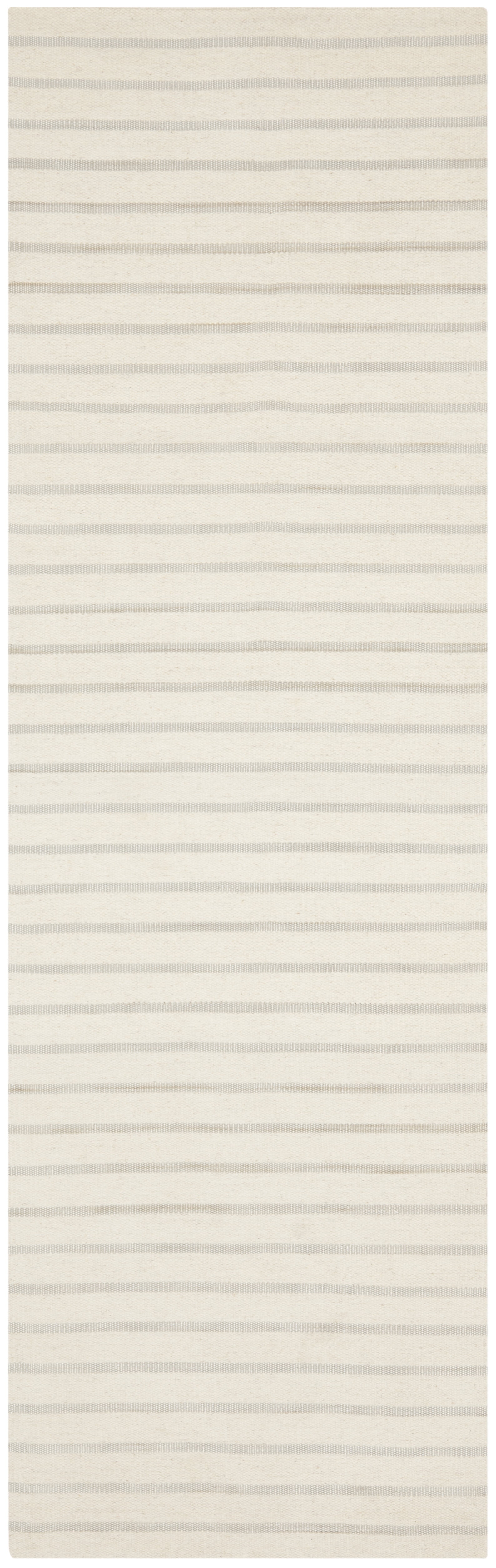 White Wool Flat Woven Geometric Runner Rug 2'6" x 6'