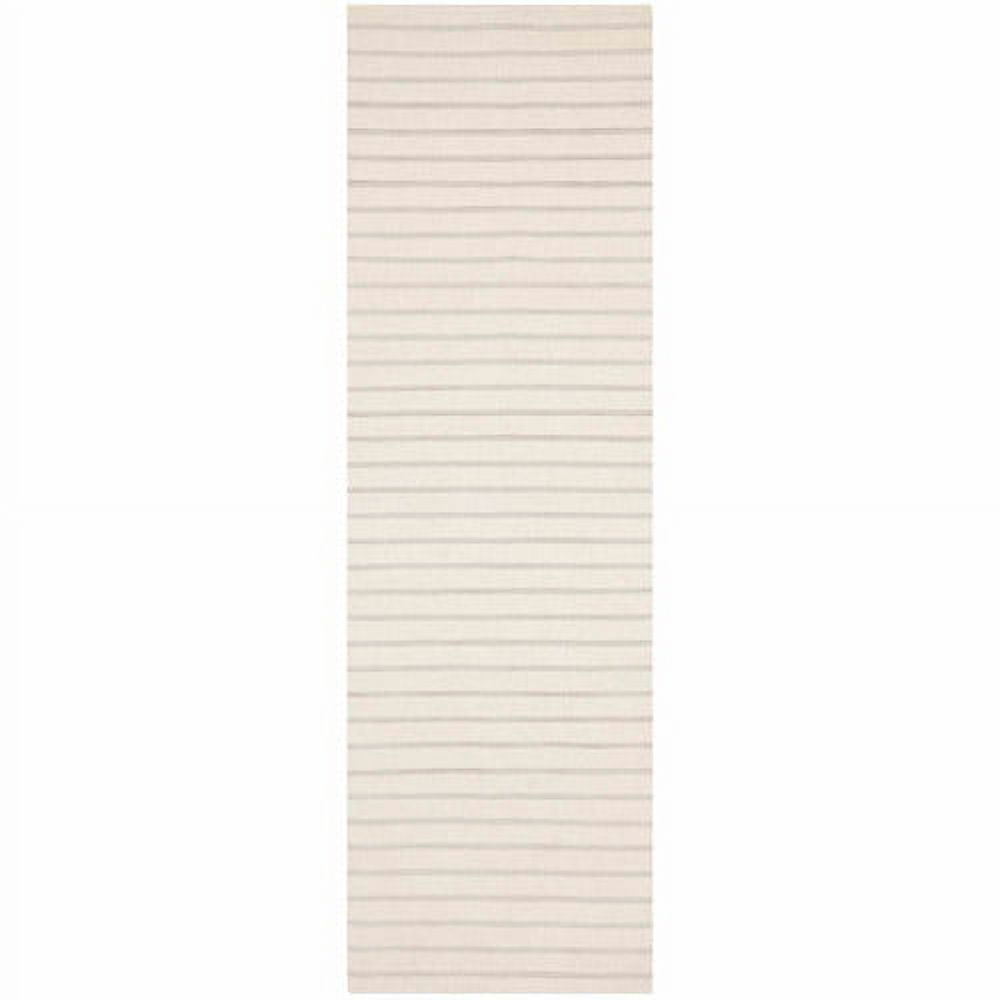 Handwoven White Wool Flat Woven Runner Rug