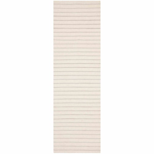 Handwoven White Wool Flat Woven Runner Rug