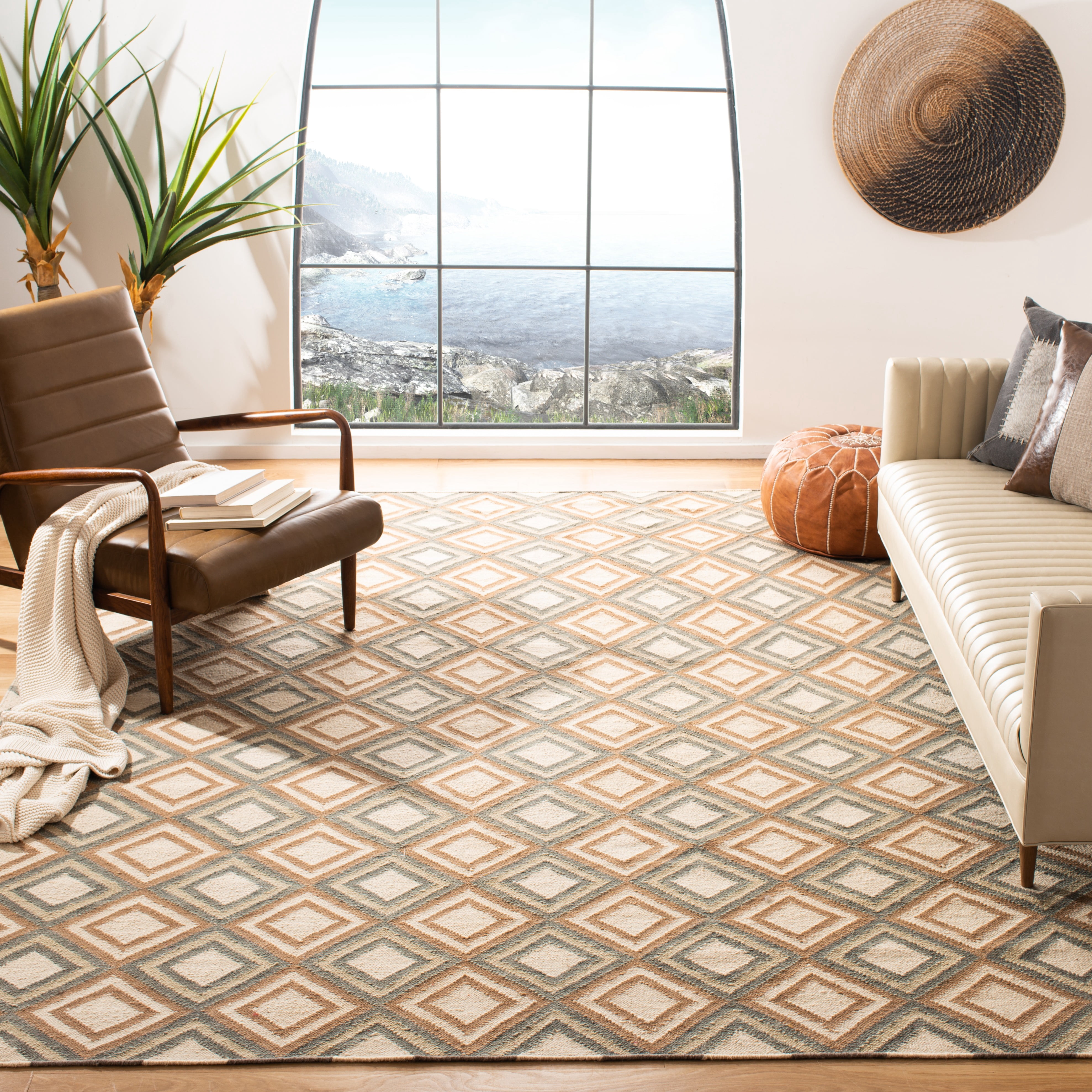 Safavieh Dhurries Jarrod Geometric Wool Area Rug, Ivory/Multi, 8' x 10'