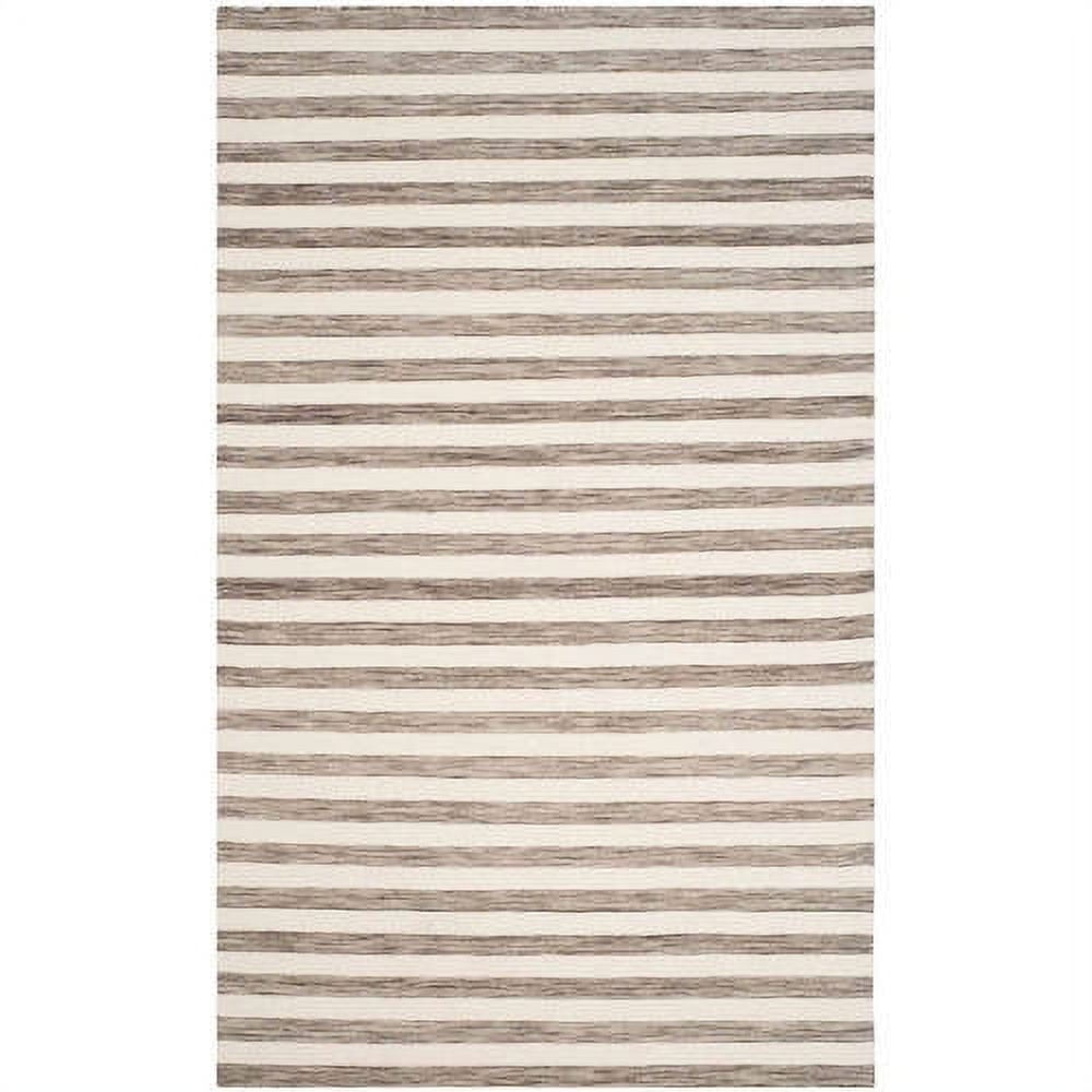 Handmade Moroccan Flatweave Wool Area Rug, Brown/Ivory, 3' x 5'